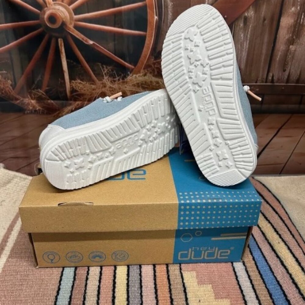 Youth Hey Dude Wendy Boho Light Denim Shoe Size 6 - Picture 5 of 5